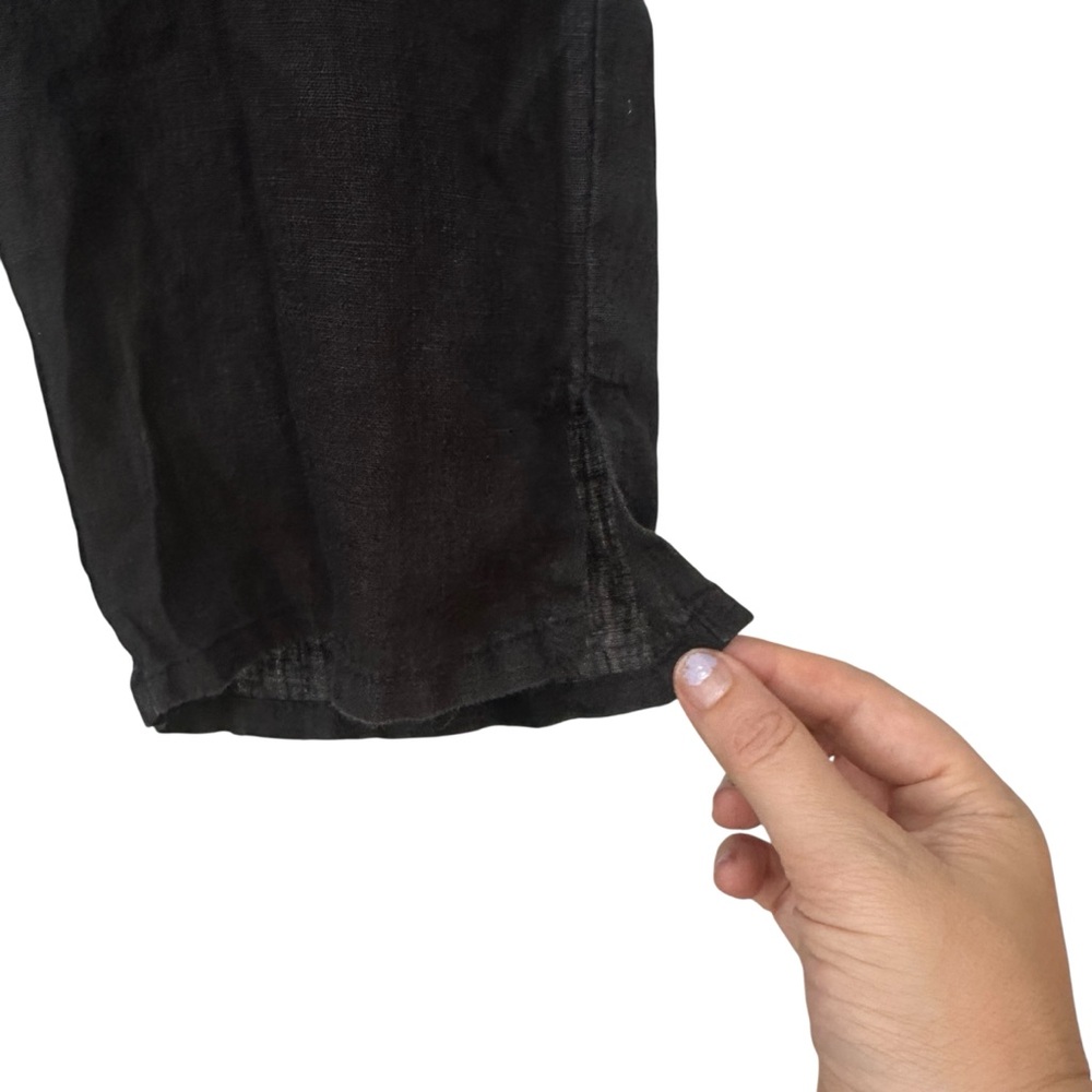 Flax Womens Linen Wide Leg Cropped M Black Lagenlook Beach Sustainable - Picture 9 of 14